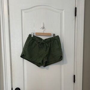 J. Crew Green Linen Shorts with Drawstring Waist